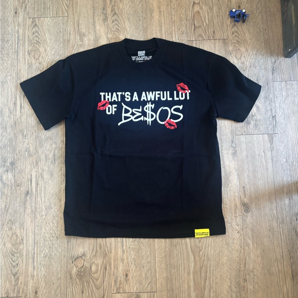 Black Graphic Tee with Red Accents